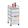 Shelf on wheels with 4 drawers 74x33x39cm., white/silver color