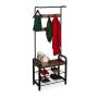 Clothes rack with shelves 183.5x72x34cm., brown/black