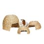 Set of 3 small rodent houses, light brown