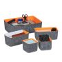 Set of 5 baskets, grey/orange