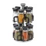 Spice rack with 12 clear glasses 31x18cm., black/silver color