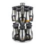 Spice rack with 12 clear glasses 31.5x18cm., black/silver color