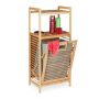 Bathroom shelf with laundry basket 95x40x30cm., gray/light brown
