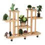Flower stand on wheels with 6 shelves 83x119x36cm., light brown/black