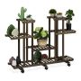 Flower stand on wheels with 6 shelves 83x119x36cm., dark brown/black