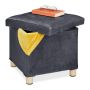 Folding seat with hinged lid 35x38x38cm., dark gray/light brown