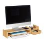 Monitor stand with storage compartments 12x70x19cm., light brown