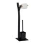 Toilet paper holder with toilet brush 72x20x20cm., black/light brown
