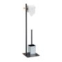 Toilet paper holder with toilet brush 77.5x21.5x20cm., black/light brown
