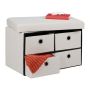 Bench with 4 compartments 39x60x38cm., cream color