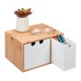 Writing instrument organizer with 2 compartments 14.5x25x20 cm., light brown/white