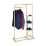 Clothes rack with shelves 155.5x90x40.5cm., light brown/white