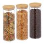 Set of 3 transparent containers for bulk products 28x10cm, 1.6L, light brown