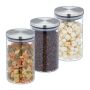 Set of 3 transparent containers for bulk products 16x9.5cm, 0.8L., silver color