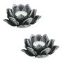 Set of 2 candlesticks 5.5x11cm., black/silver color