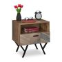 Side table with shelf and drawer 53x50x42cm., light brown/black