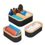 Set of 3 baskets, black/light brown/white