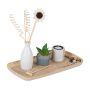 Set of candlestick, tray and "Zen garden", light brown/white