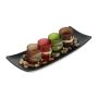 Set of 4 candlesticks and tray, black/brown/red/green/dark brown