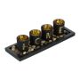 Set of 4 candlesticks and tray, black/gold