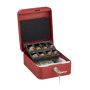Cash box with coin counting board, red color