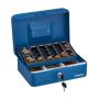 Cash box with coin counting board, blue