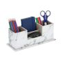 Marble-look writing utensil organizer 11x29.5x11 cm., white/gray