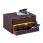 Storage box with 3 compartments 18x33x25cm., brown