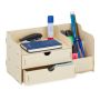Writing instrument organizer with 2 compartments 17x33x19 cm., light brown