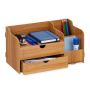 Writing instrument organizer with 2 compartments 17x33x19 cm., brown