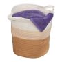 Foldable bag 38x50x40cm., white/light brown/beige