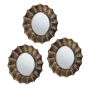 Set of 3 hanging mirrors 25x2cm., gold/black