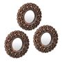 Set of 3 hanging mirrors 25x2cm., copper/black