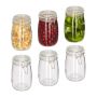Set of 6 glass food storage containers 1L., silver color