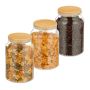 Set of 3 transparent containers for bulk products 18x12cm, 1.5L, light brown