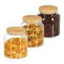 Set of 3 transparent containers for bulk products 14x12cm, 1L, light brown