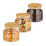 Set of 3 transparent containers for bulk products 11x12cm, 0.8L, light brown