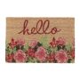 Doormat "Hello" with flowers 60x40 cm., light brown