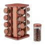 Spice rack with 16 clear glasses 28x20x20cm., copper color