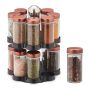 Spice rack with 16 clear glasses 26x17cm., copper/black