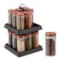 Spice rack with 16 clear glasses 26x16x16cm., copper/black