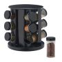 Spice rack with 12 clear glasses 22x19cm., black