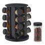 Spice rack with 16 transparent glasses 27x19cm., black/white