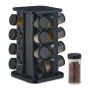 Spice rack with 16 transparent glasses 27.5x20x20cm., black