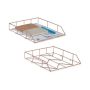 Set of 2 paper trays 5.5x26x31.5 cm., gold color