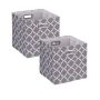 Set of 2 storage boxes 30.5x30.5x30cm., gray/white/silver color
