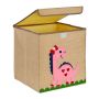 Folding box with lid 33x33x33cm., beige/blue/pink