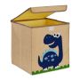Folding box with lid 33x33x33cm., beige/dark blue/light blue