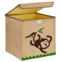 Folding box with lid 33x33x33cm., beige/brown/green color