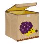 Folding box with lid 33x33x33cm., beige/yellow/purple